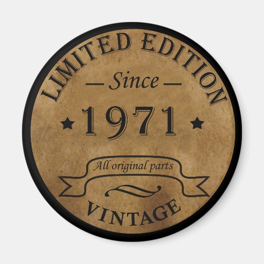 Aimant Né en 1971 anniversaire vintage (Devant)