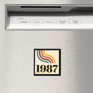 Aimant Né en 1987 Rayure Rétro 40e Anniversaire