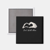 Aimant Ne pas marcher - Classique Blanc - Squelette Coeur (Recto/Verso)