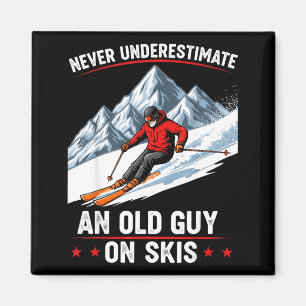 Aimant Ne sous-estimez jamais un vieux sur les skis drôle