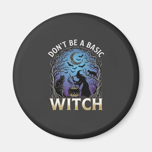 Aimant Ne Soyez Sorcière De Base Pot De Halloween Chats N (Devant)