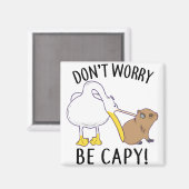 Aimant Ne t'inquiète pas, sois Capy. Capybara Orange sans (Recto/Verso)