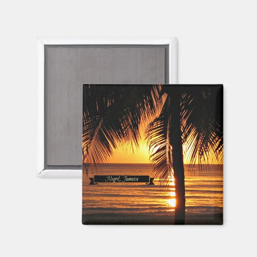 Aimant Negril, coucher de soleil de Jamaïque (Recto/Verso)
