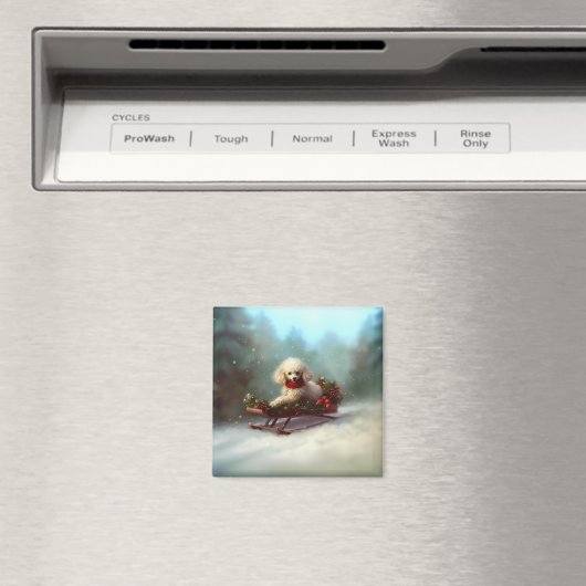 Aimant Neige de Noël caniche hiver (In Situ (Lave-vaisselle))