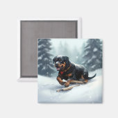 Aimant Neige de Noël Rottweiler hiver Oreiller (Recto/Verso)