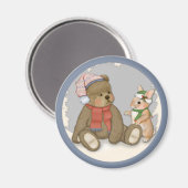 Aimant Neige Noël Teddy et Bunny (Recto/Verso)
