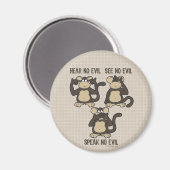 Aimant N'entendre aucun singe malin - Nouveau (Recto/Verso)