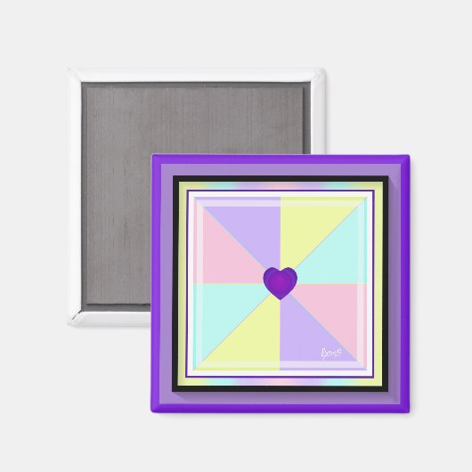 Aimant NEON & coeur violet battre (Recto/Verso)