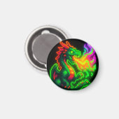 Aimant Neon Pixel Dragon - Retro Arcade Flame Design (Recto/Verso)