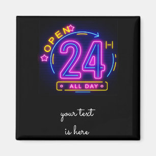 Aimant Neon Stores ouvert 24h/24 Cling Templet