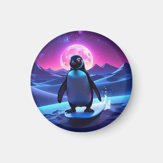 Aimant Neon Surf Penguin (Devant)