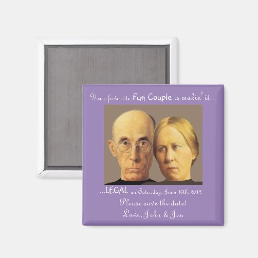 Aimant Nerdy Fun Couple Save-The-Date Mignonne Drôle (Recto/Verso)