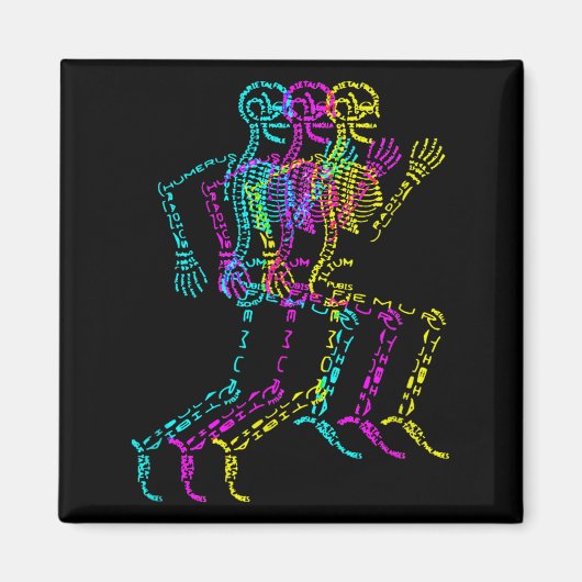 Aimant Nerdy Skeleton Bones Labeled Funny Halloween Human (Devant)