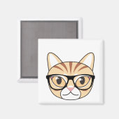 Aimant Nerdy Tabby Chat avec lunettes (Recto/Verso)