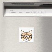 Aimant Nerdy Tabby Chat avec lunettes (In Situ (Lave-vaisselle))