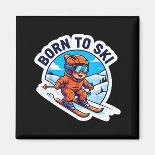 Aimant Nés pour skier enfants ski citation bébé skieur ga