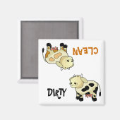Aimant "NETTOYÉ / SALE" Lait de caricature Lait Vache Lav (Recto/Verso)