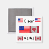 Aimant Nettoyer sale USA Canada drapeau Lave-vaisselle Ma (Recto/Verso)