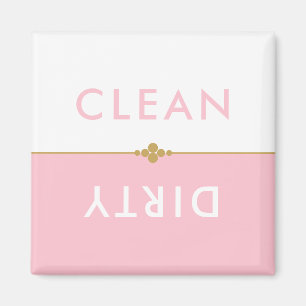 Aimant Nettoyez le lave-vaisselle rose et blanc sale