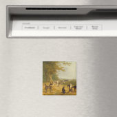 Aimant Neuf Greyhounds dans un paysage (huile sur toile) (In Situ (Lave-vaisselle))