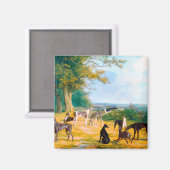 Aimant Neuf Greyhounds dans un paysage par Jacques-Lauren (Recto/Verso)