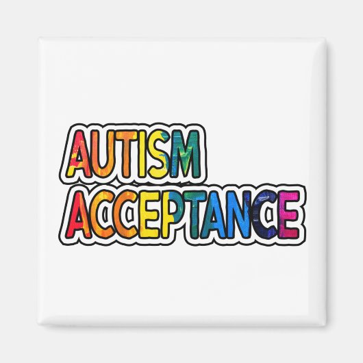 Aimant Neurodiversité Autisme Acceptation Rainbow Button (Devant)