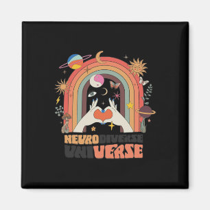 Aimant Neurodiversité Univers Celestial Retro Autisme Awa