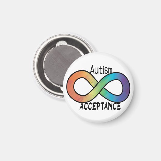 Aimant Neurodiversity Autism Acceptance Rainbow Button (Recto/Verso)