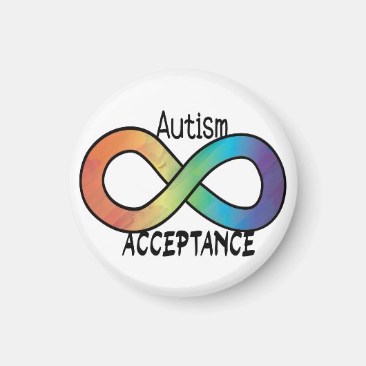 Aimant Neurodiversity Autism Acceptance Rainbow Button (Devant)