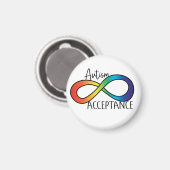 Aimant Neurodiversity Autism Acceptance Rainbow Button (Recto/Verso)