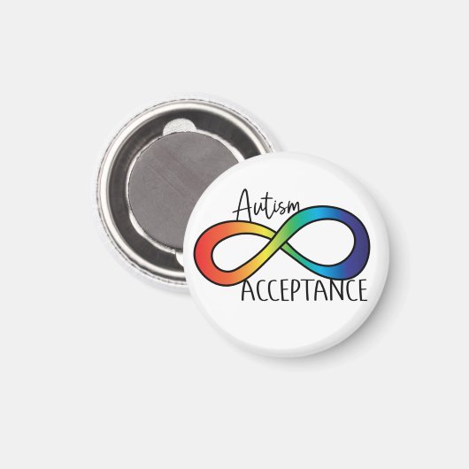 Aimant Neurodiversity Autism Acceptance Rainbow Button (Recto/Verso)