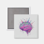 Aimant Neurospicy Cyberpunk Art | Pink Neon Brain  (Recto/Verso)