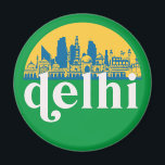 Aimant New Delhi India Retro City Skyline Cityscape Art<br><div class="desc">Design urbain vintage et rétro avec une belle skyline, attraction touristique et art urbain. gratte-ciel Cool et silhouette de construction merchandises pour touristes et voyageurs. Parfait comme souvenir à rapporter à la maison lorsque vous voyagez dans le monde entier. Enregistrez la mémoire de votre voyage et de vos vacances en...</div>