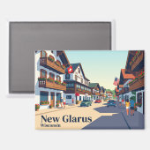 Aimant New Glarus, Wisconsin États-Unis (Recto/Verso)