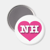 Aimant New Hampshire Hot Pink Heart - J'aime NH (Recto/Verso)