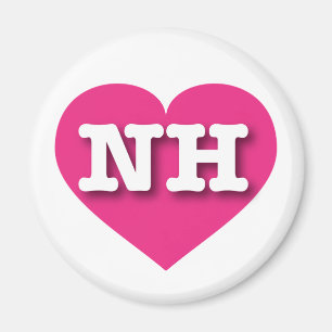 Aimant New Hampshire Hot Pink Heart - J'aime NH