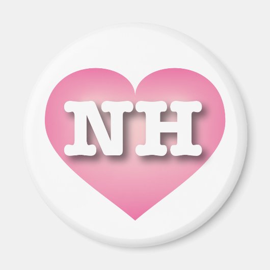 Aimant New Hampshire Pink Fade Heart - J'aime NH (Devant)