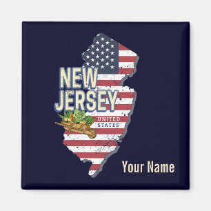 Aimant New Jersey États-Unis Retro State Map USA