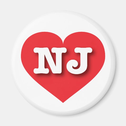Aimant New Jersey Red Heart - J'aime NJ (Devant)