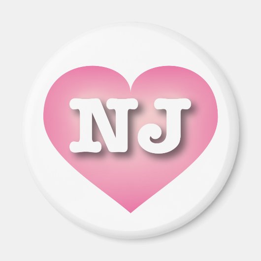 Aimant New Jersey rose Fade Heart - J'aime NJ (Devant)