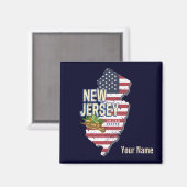 Aimant New Jersey United States Retro Map USA Souvenir (Recto/Verso)