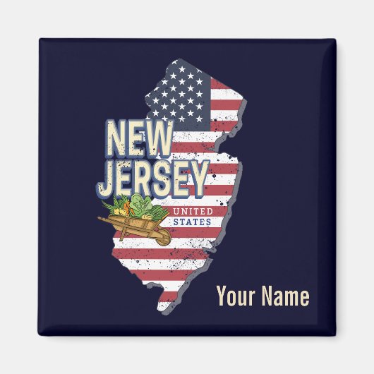 Aimant New Jersey United States Retro Map USA Souvenir (Devant)