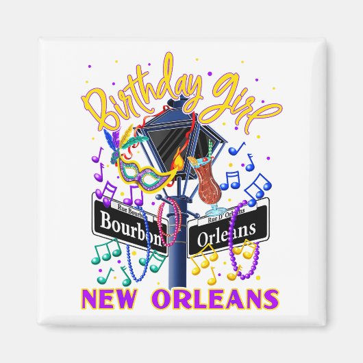 Aimant New Orleans Girls' Birthday French Quarter Girls T (Devant)
