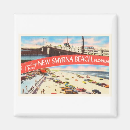 Aimant New Smyrna Beach Floride FL Vieux souvenir de voya (Devant)