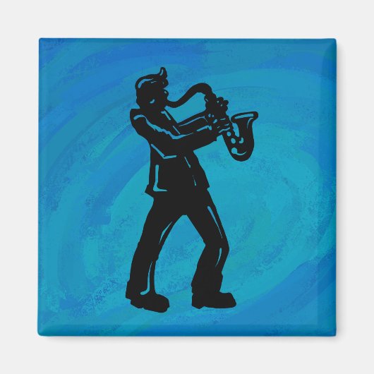 Aimant New York Boogie Nuits Saxophone Bleu (Devant)
