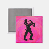 Aimant New York Boogie Nuits Saxophone Hot Pink (Recto/Verso)