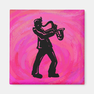 Aimant New York Boogie Nuits Saxophone Hot Pink