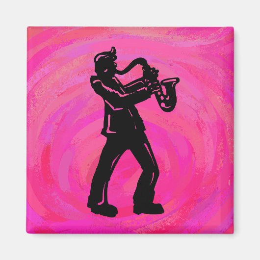 Aimant New York Boogie Nuits Saxophone Hot Pink (Devant)