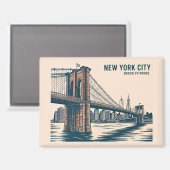 Aimant New York Brooklyn Bridge Skyline Bold Retro Travel (Recto/Verso)