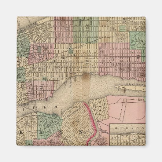 Aimant New York, Brooklyn Carte par Mitchell (Devant)
